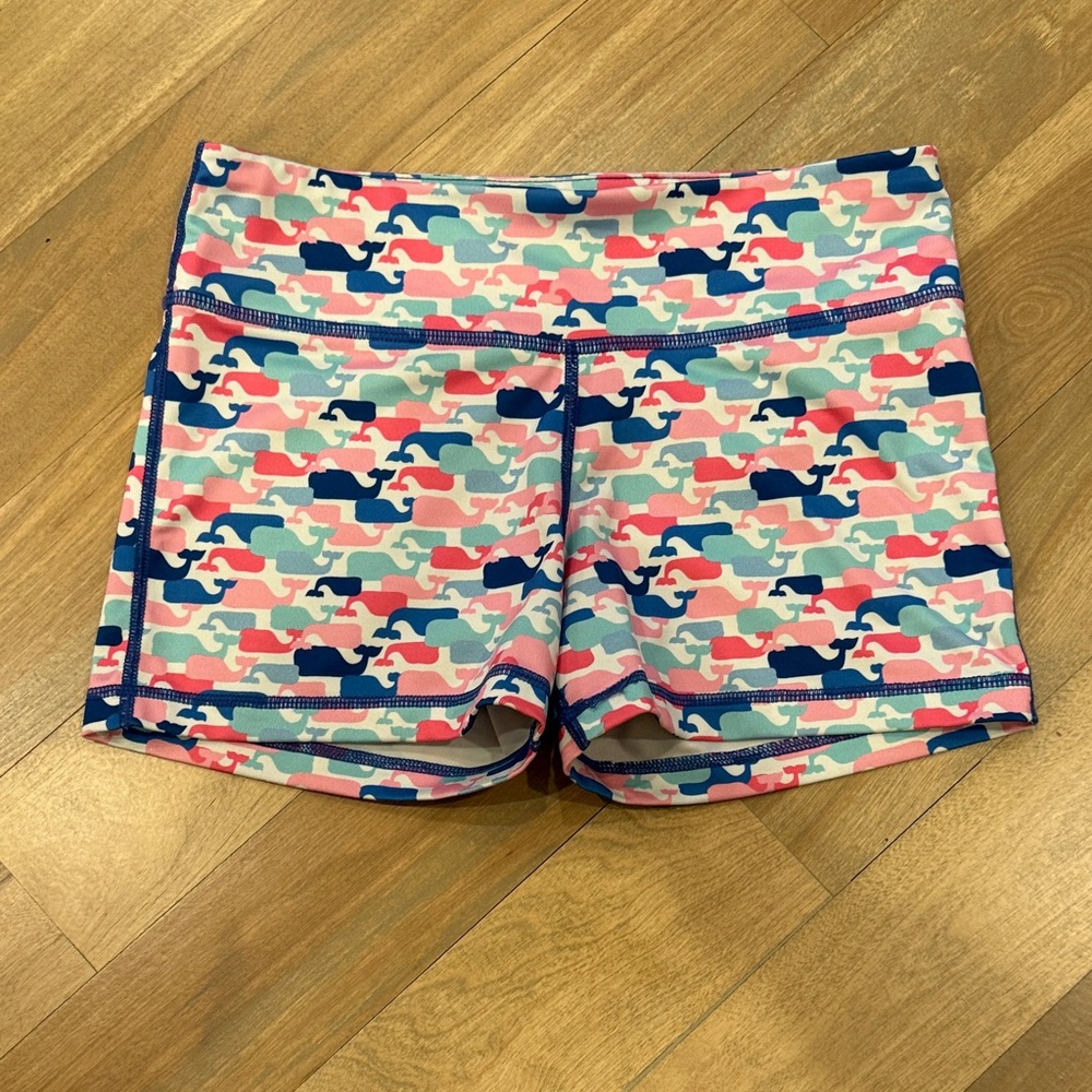 Vineyard Vines Whale Print Performance Shorts in Blue, Pink, Coral & Mint